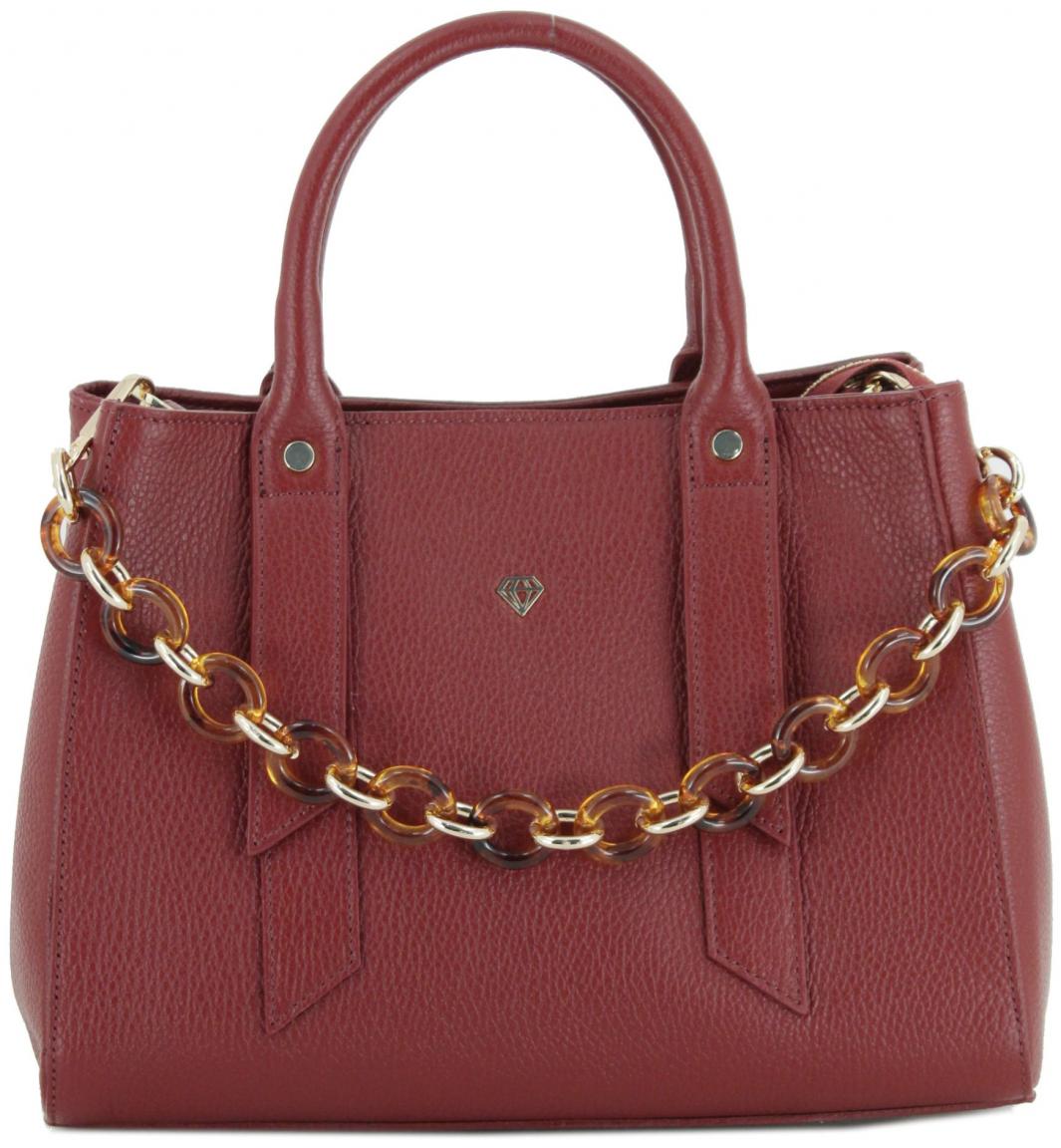 Henkeltasche Kette dunkelrot Echtleder Caleidos Dark Red