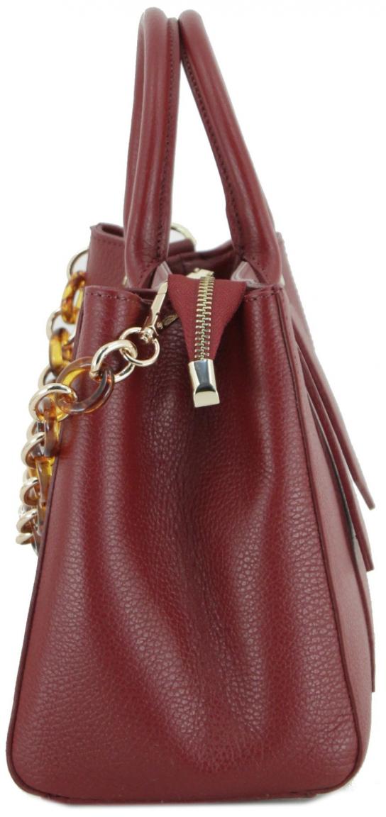 Henkeltasche Kette dunkelrot Echtleder Caleidos Dark Red