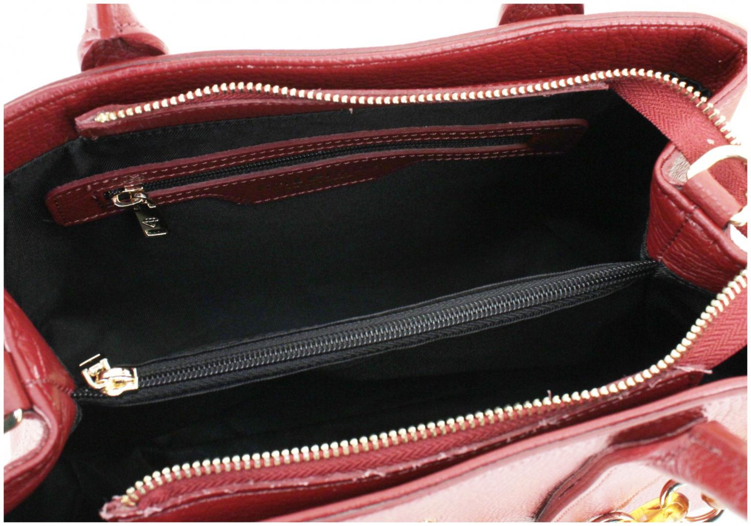 Henkeltasche Kette dunkelrot Echtleder Caleidos Dark Red