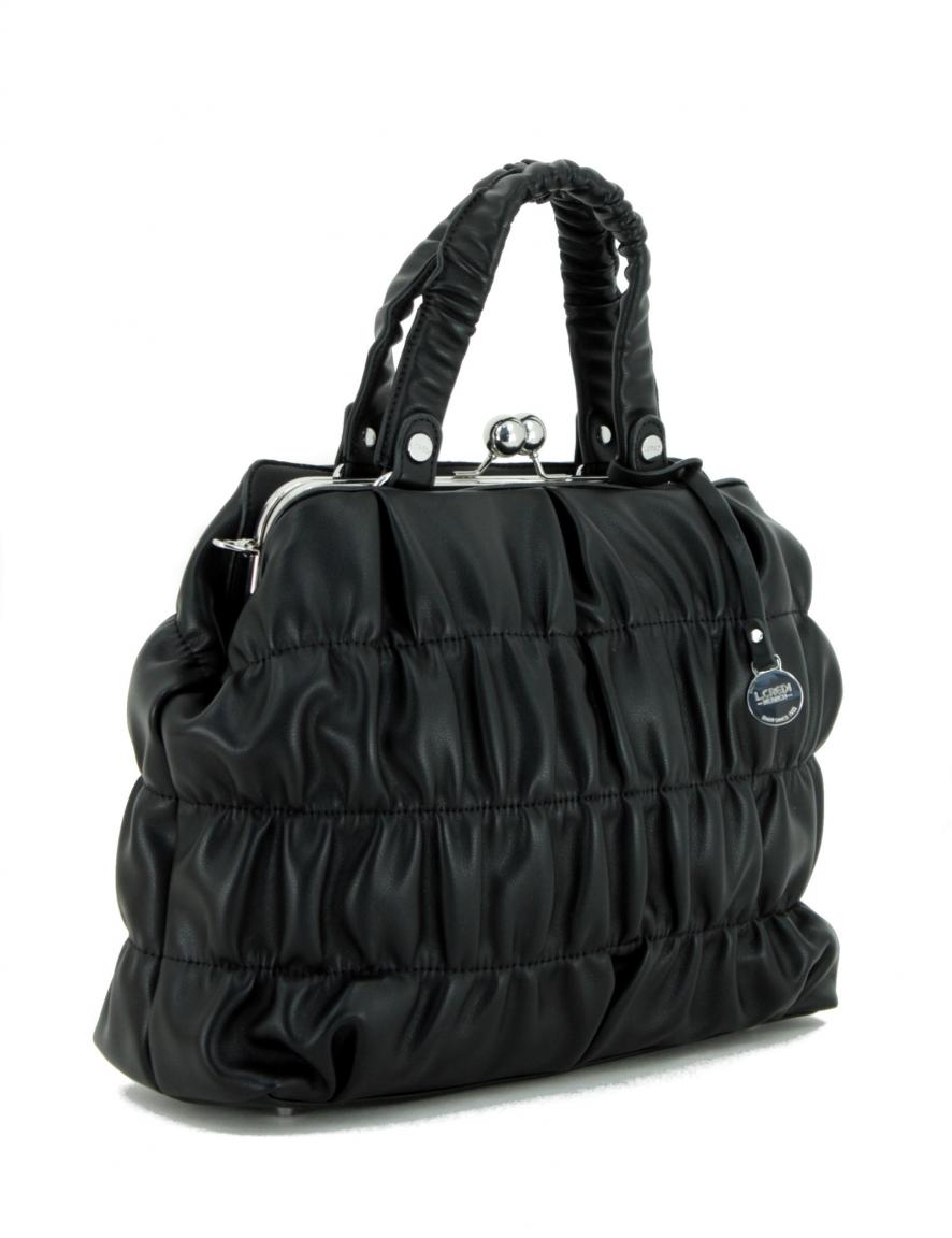 Henkeltasche L.Credi Demy schwarz Kisslock Schultergurt