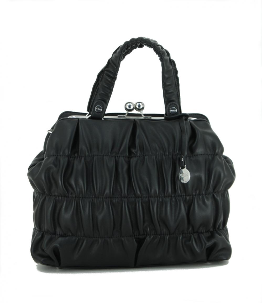 Henkeltasche L.Credi Demy schwarz Kisslock Schultergurt