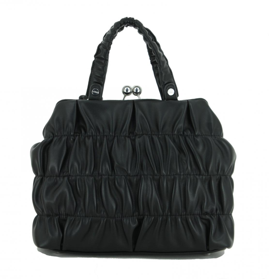 Henkeltasche L.Credi Demy schwarz Kisslock Schultergurt