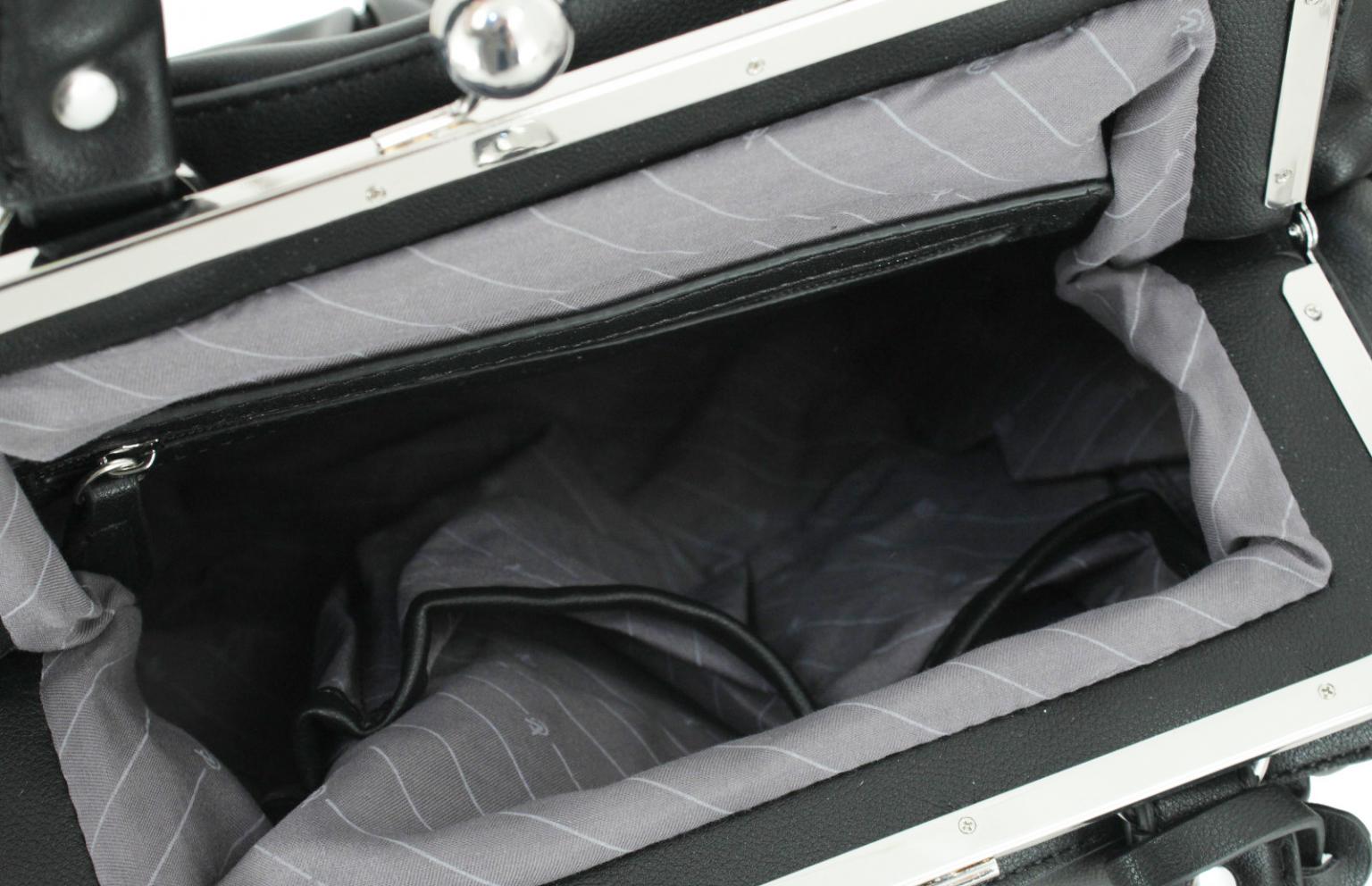 Henkeltasche L.Credi Demy schwarz Kisslock Schultergurt