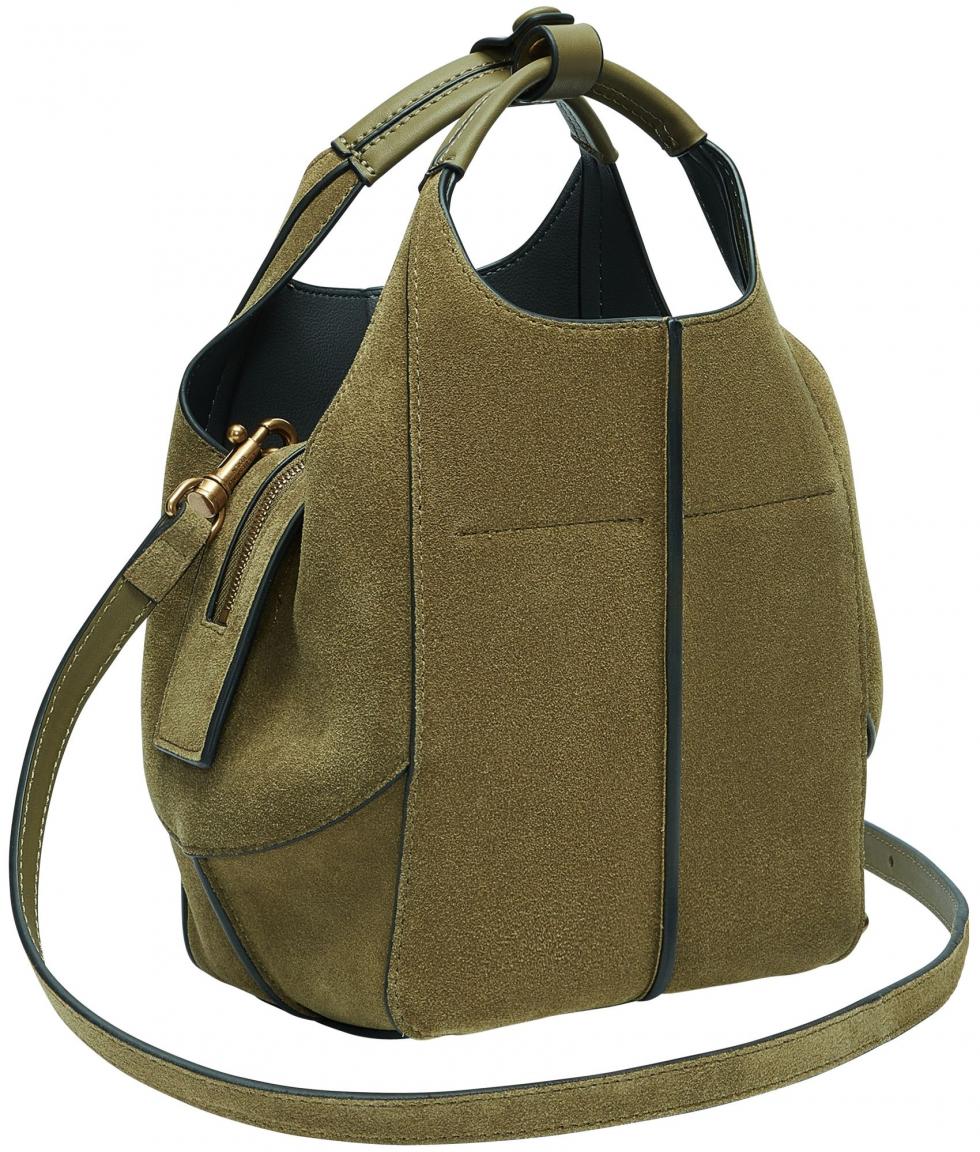 Henkeltasche Liebeskind Lilly Tote S Khaki Veloursleder olivgrün 