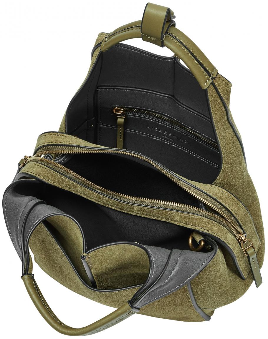 Henkeltasche Liebeskind Lilly Tote S Khaki Veloursleder olivgrün 
