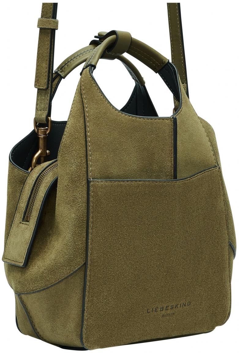 Henkeltasche Liebeskind Lilly Tote S Khaki Veloursleder olivgrün 