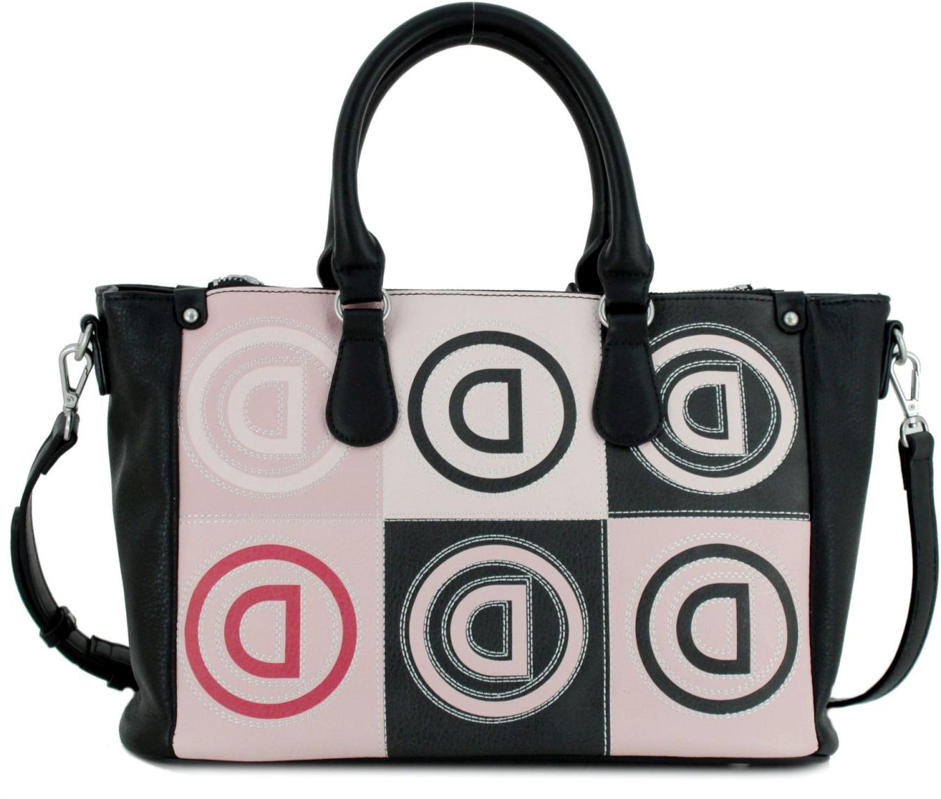 Henkeltasche Logo Patch rosa beige Safi Desigual Patchworklook