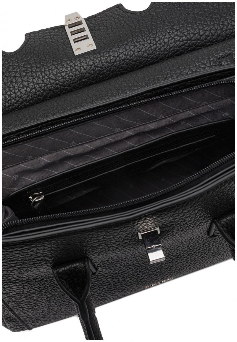 Henkeltasche Odila L.CREDI Uni Schwarz mit Drehverschluss