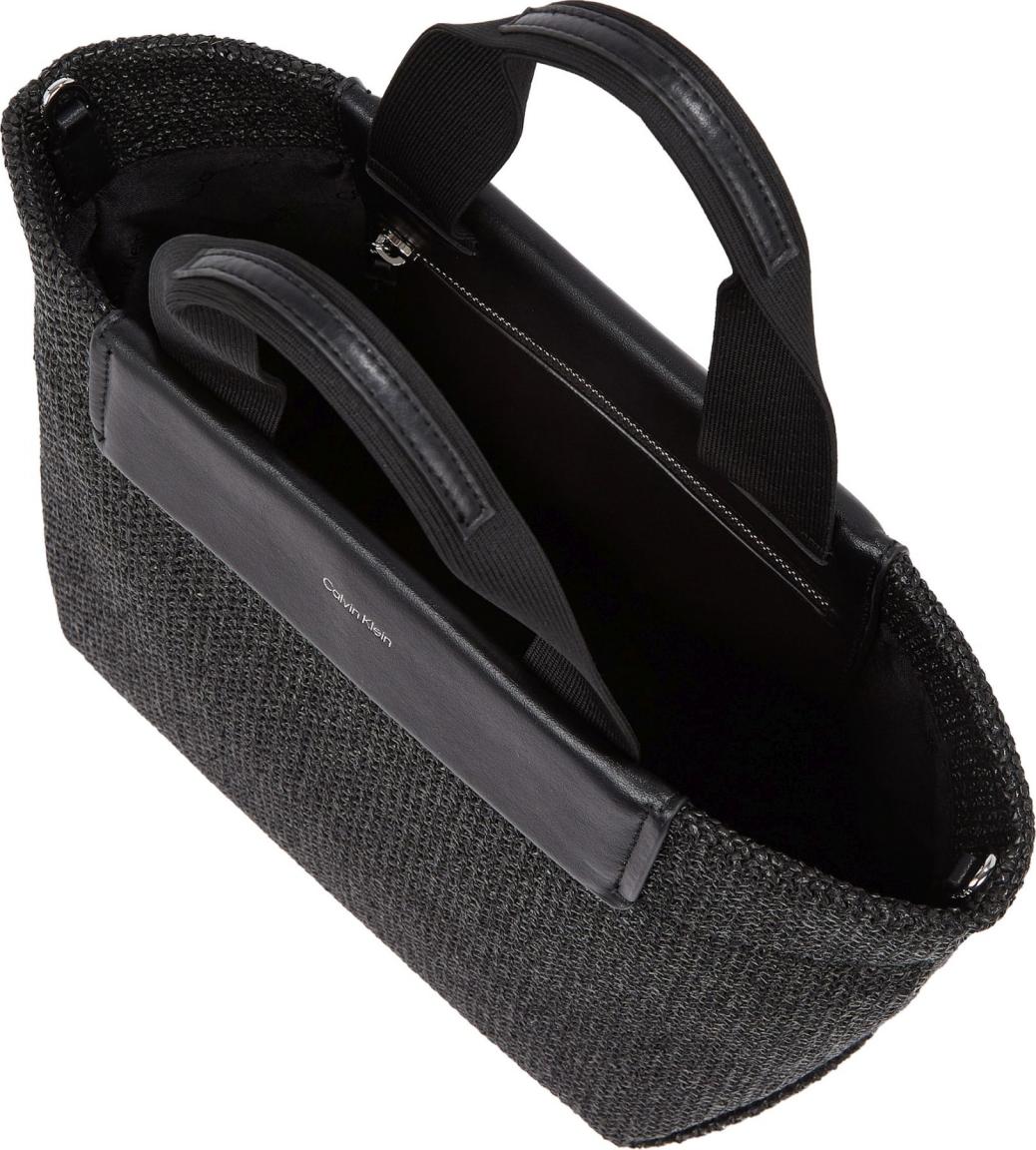 Henkeltasche Small Calvin Klein Raffia Tote Crossbody CK Black