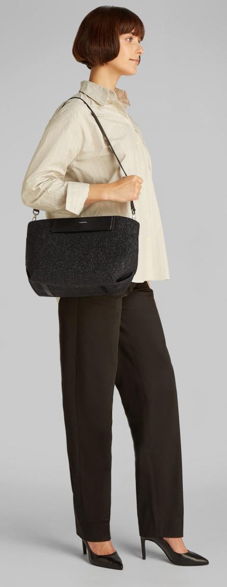 Henkeltasche Small Calvin Klein Raffia Tote Crossbody CK Black