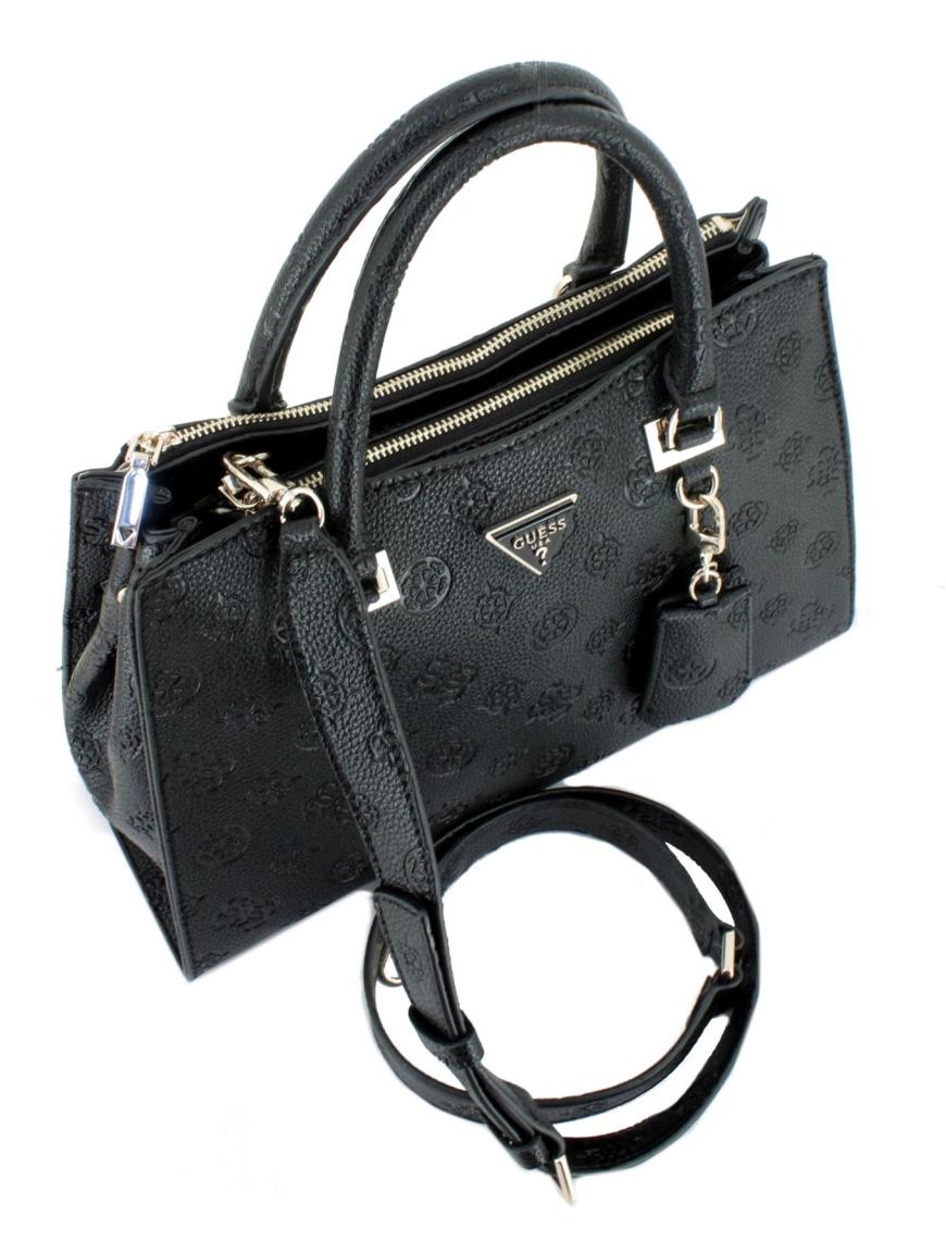 Henkeltasche Society Satchel Guess Cresidia II Dark Taupe Logoprägung