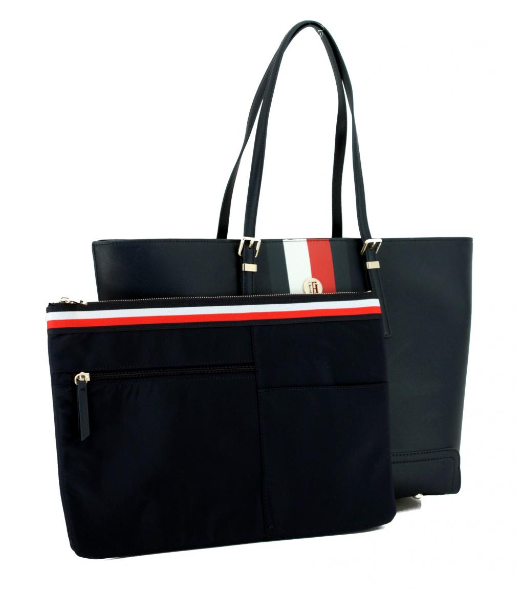 Henkeltasche Tommy Hilfiger Honey Tote Print Navy blau Streifen