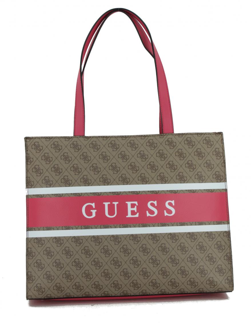Henkeltasche XL Guess Monique Coal Grau Schwarz 4G Print