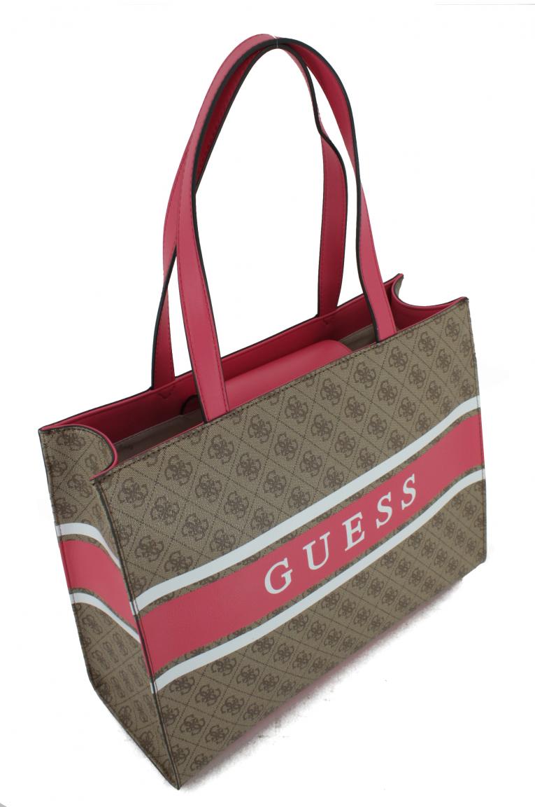 Henkeltasche XL Guess Monique Coal Grau Schwarz 4G Print