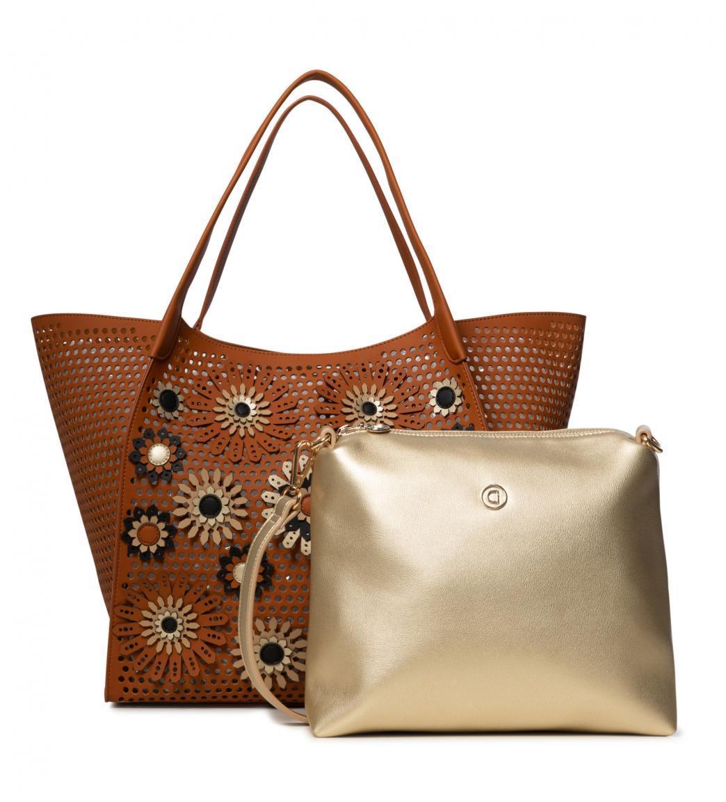 Henkeltasche Zaira Medium Allegreto Löcher Innentasche braun