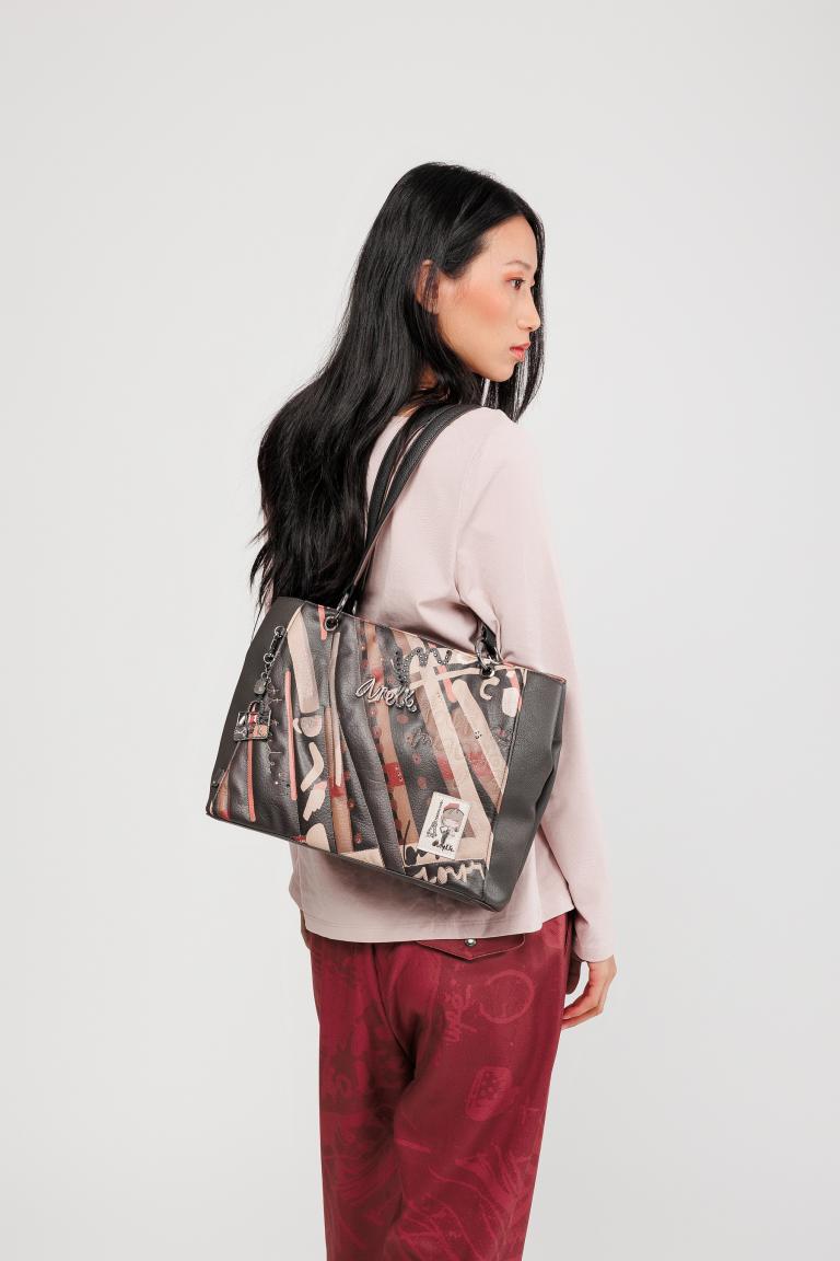 Henkeltasche dunkelbunt bestickt Glitzer Anekke Mademoiselle Parisian