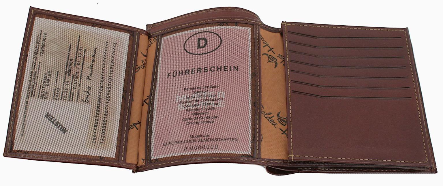 Herren Geldtasche Trifold Golden Head Colorado viele Kartensteckfächer Tabacco Braun Safe