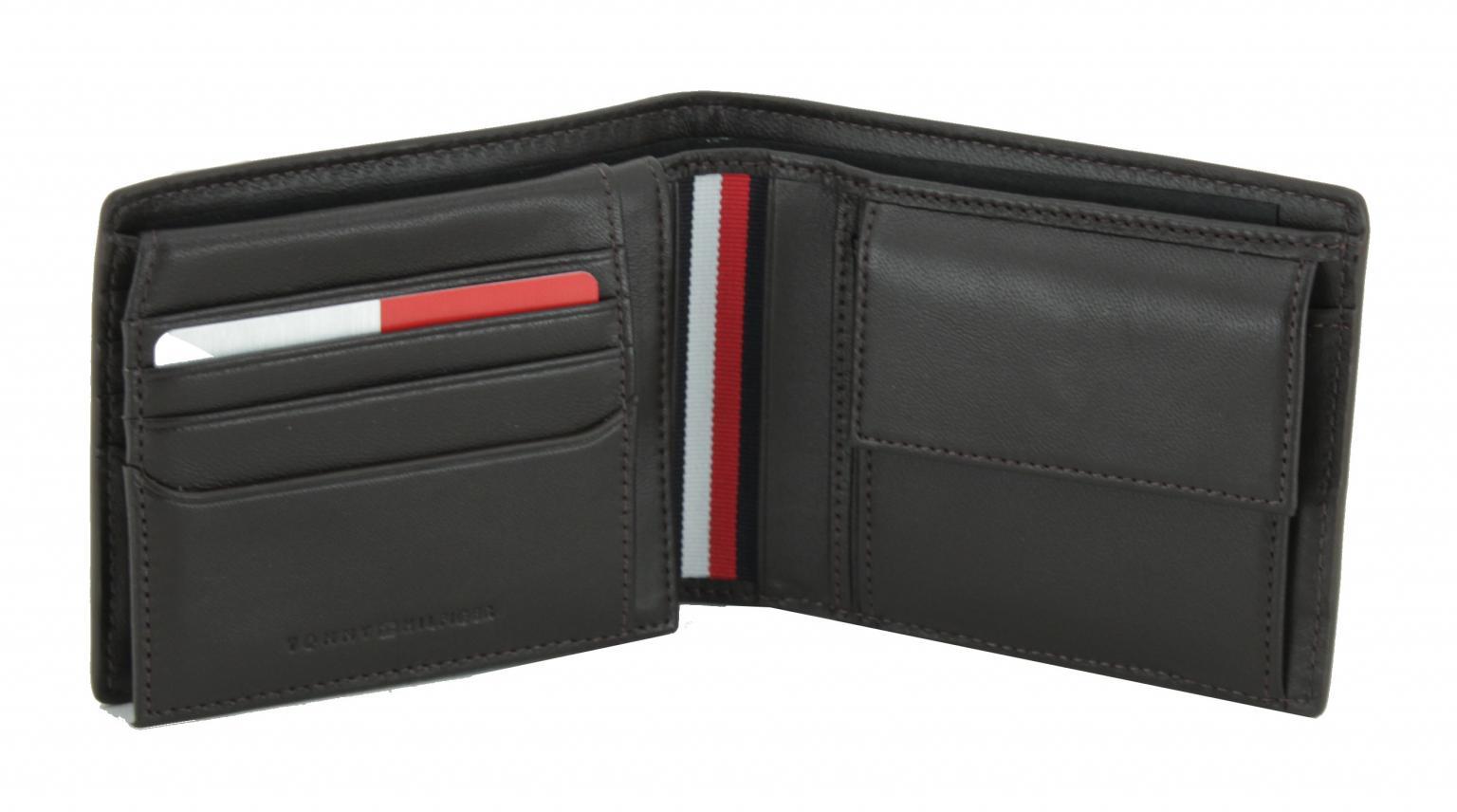 Herren Portmonee Tommy Hilfiger Metro CC Flap and Coin Braun RFID