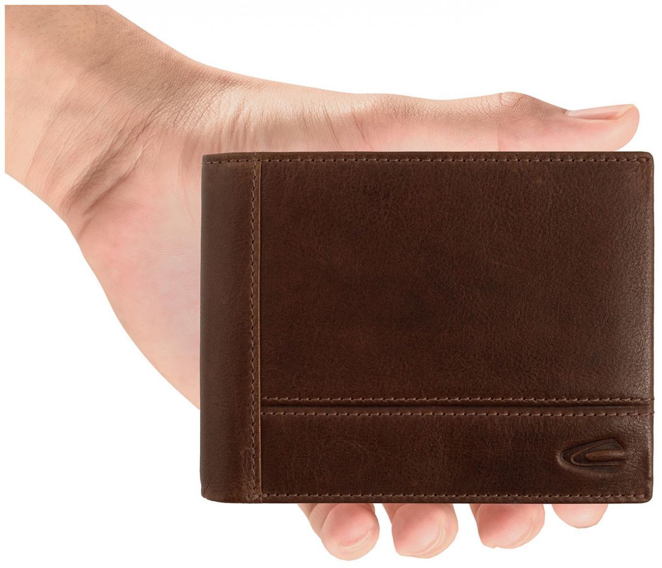 Herrenbörse genarbtes Leder Camel Active Tokyo Brown