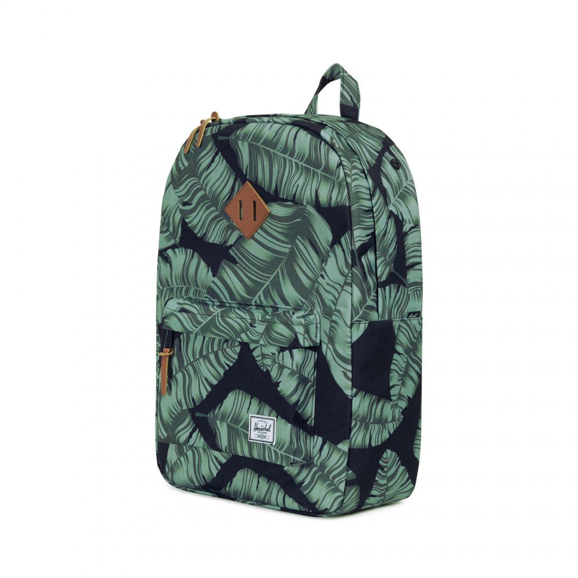 Herschel Heritage Schulrucksack grün schwarz Blätter