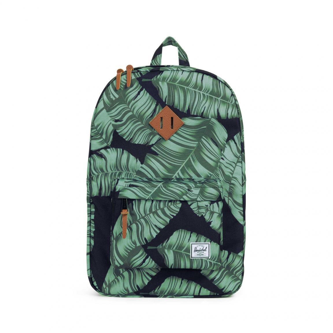 Herschel Heritage Schulrucksack grün schwarz Blätter