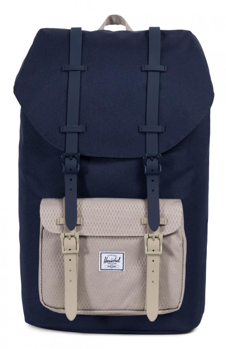 Herschel Little America Schulrucksack dunkelblau beige