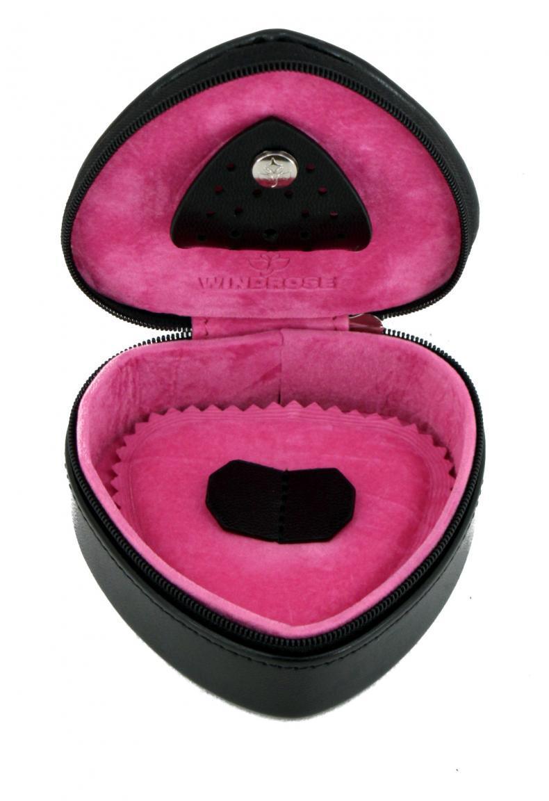 Herzdose mit Zipper Windrose Merino Moda schwarz pink