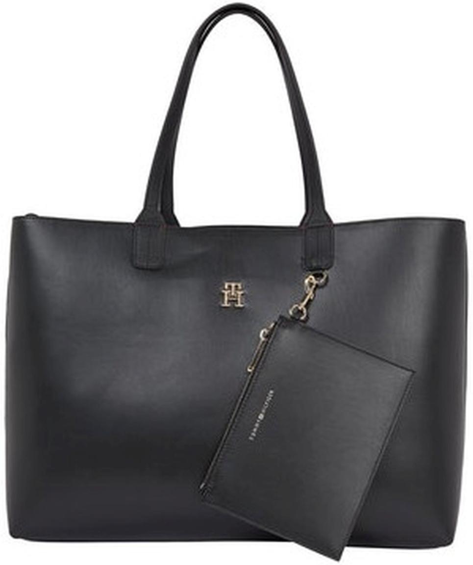 Hilfiger Schultertasche Big Iconic Tote Black mit Etui Anhänger