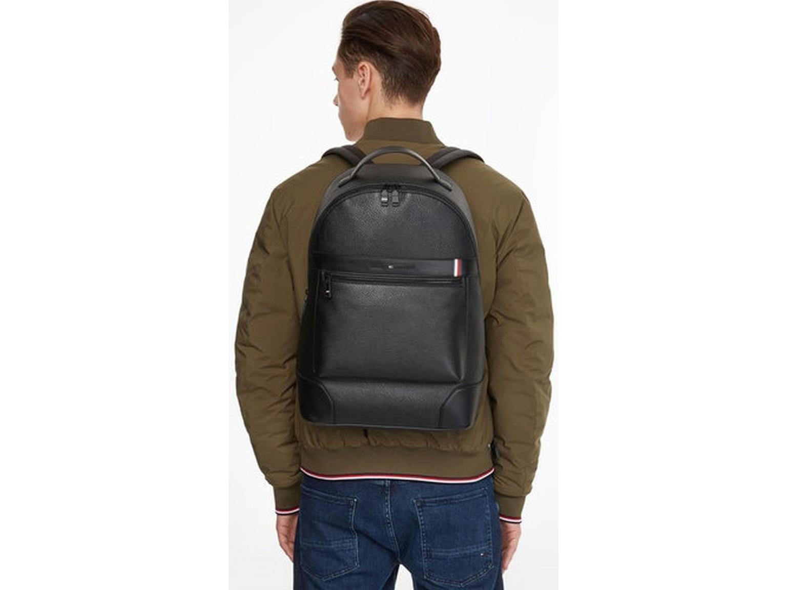 Hilfiger Tragessrucksack Lederlook Central Backpack Schwarz Backpack