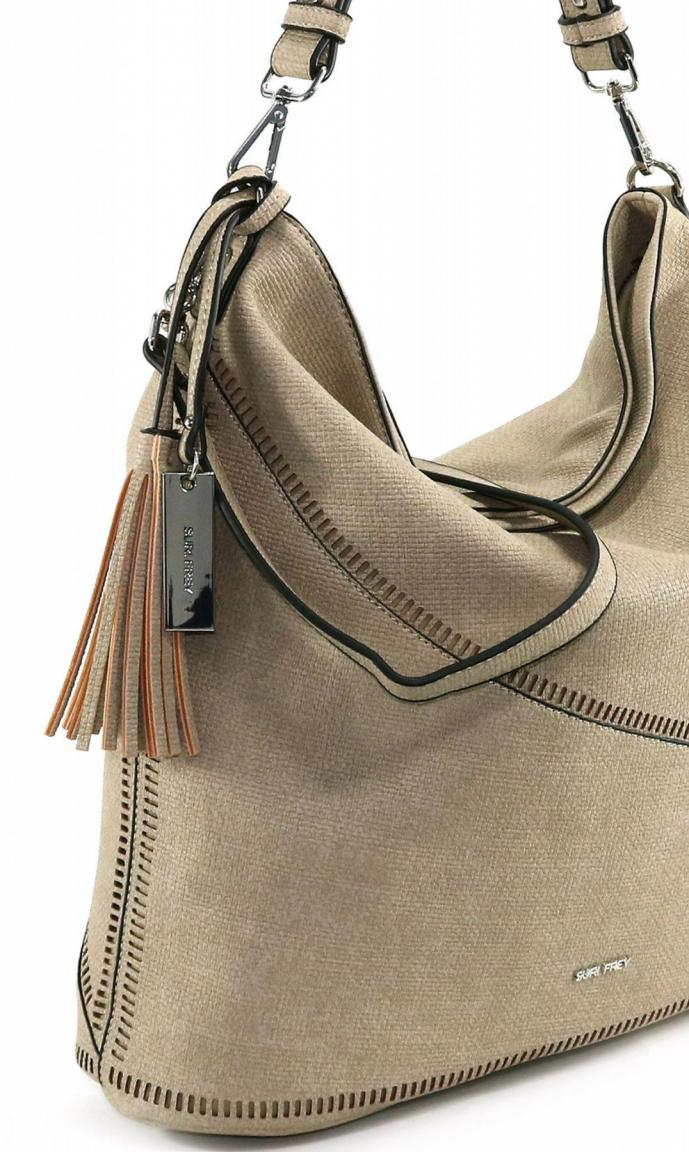 Hobo Bag large Suri Frey Tilly Sand Löcherung Fransen
