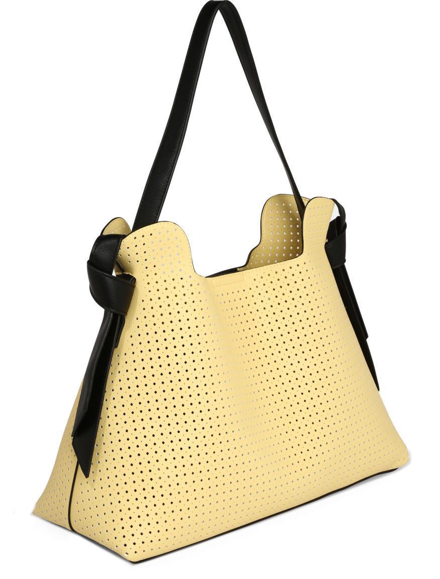 Hobo Tasche Ivett L.Credi Zitronengelb Amarillo Schwarz Cutouts