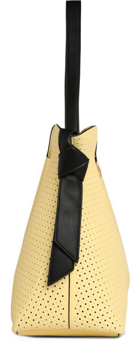 Hobo Tasche Ivett L.Credi Zitronengelb Amarillo Schwarz Cutouts