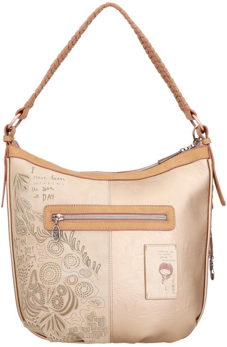 Hobobag Anekke Slow Life Beige Metallicfarbe Buntes Design Metallcharme