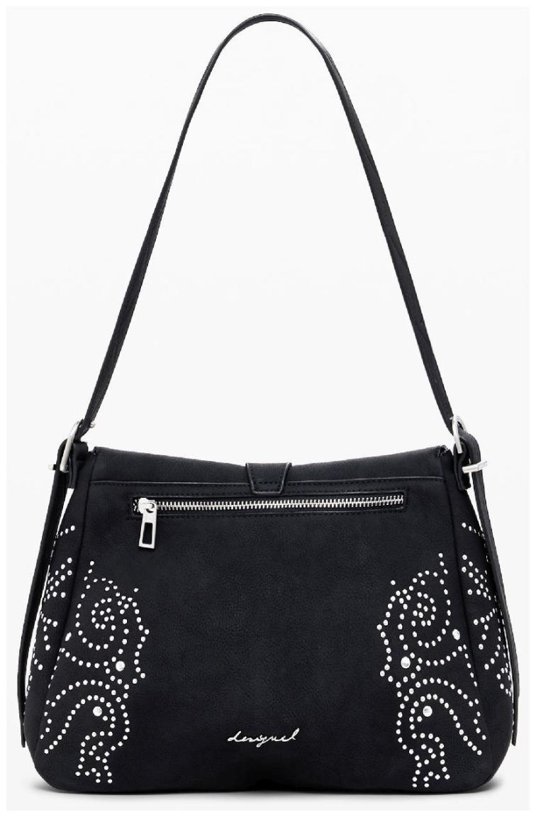 Hobotasche Desigual schwarz Poker Face rockig Nieten Posadas Schnalle