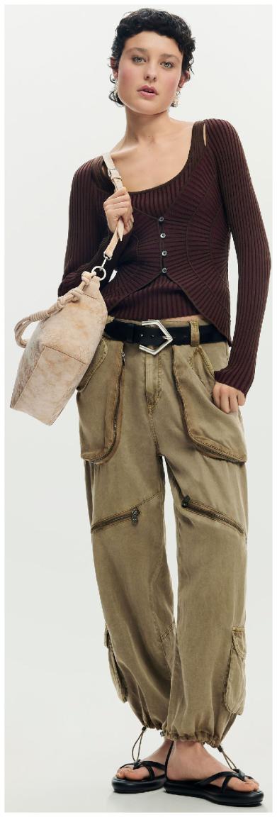 Huntington beige Schultertasche Desigual floral Areia bestickt