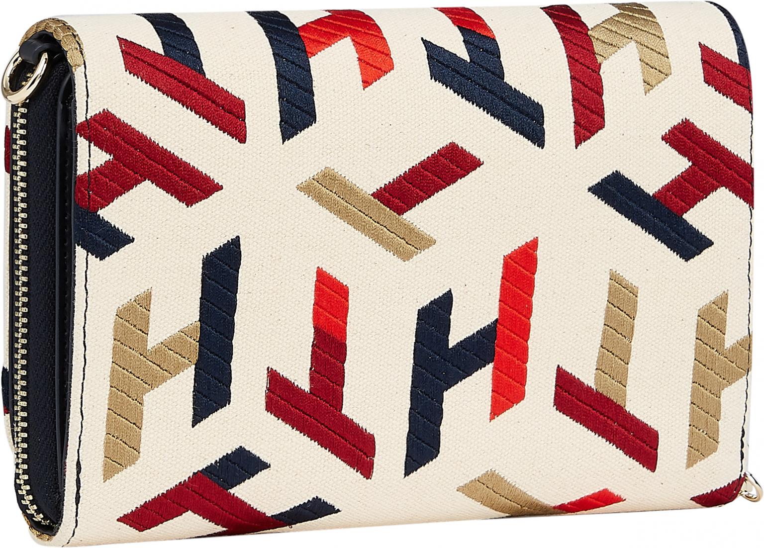 Iconic Tommy Crossover Mono Embroidered beige Überschlagtasche bestickt