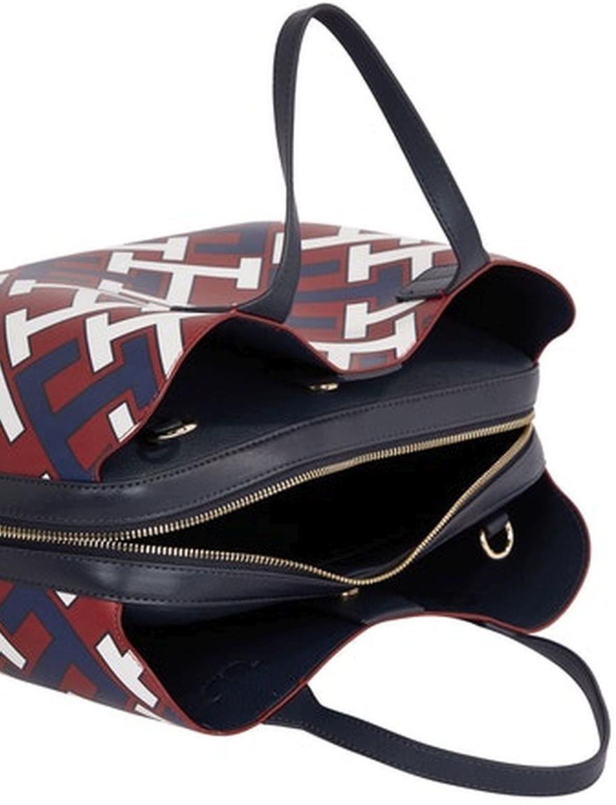 Iconic Tommy Satchel Monogram Tommy Hilfiger Kurzgrifftasche Rot Blau Weiß