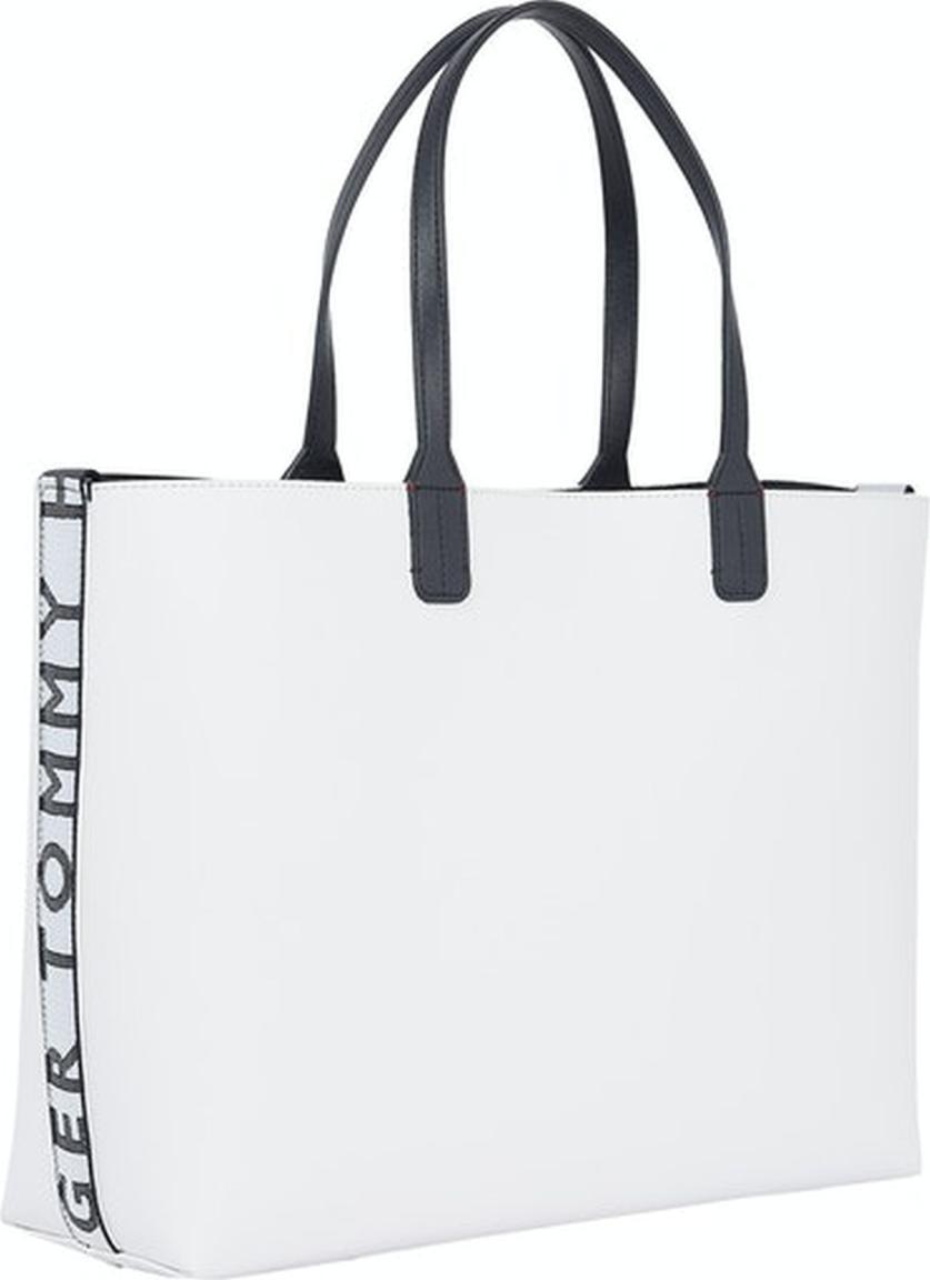 Iconic Tommy Tote Signature Bright White Shopper weiß Schriftzug