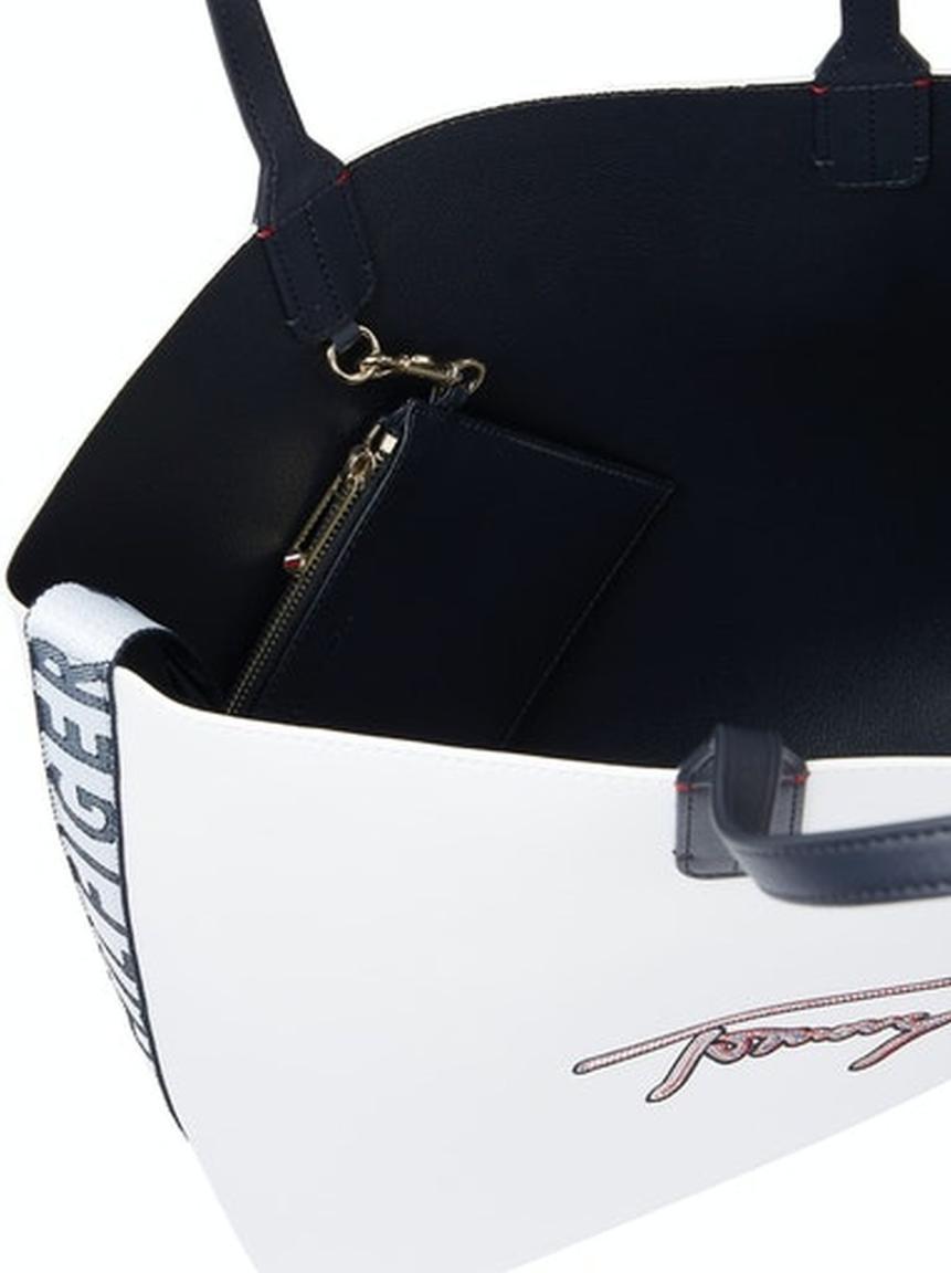 Iconic Tommy Tote Signature Bright White Shopper weiß Schriftzug