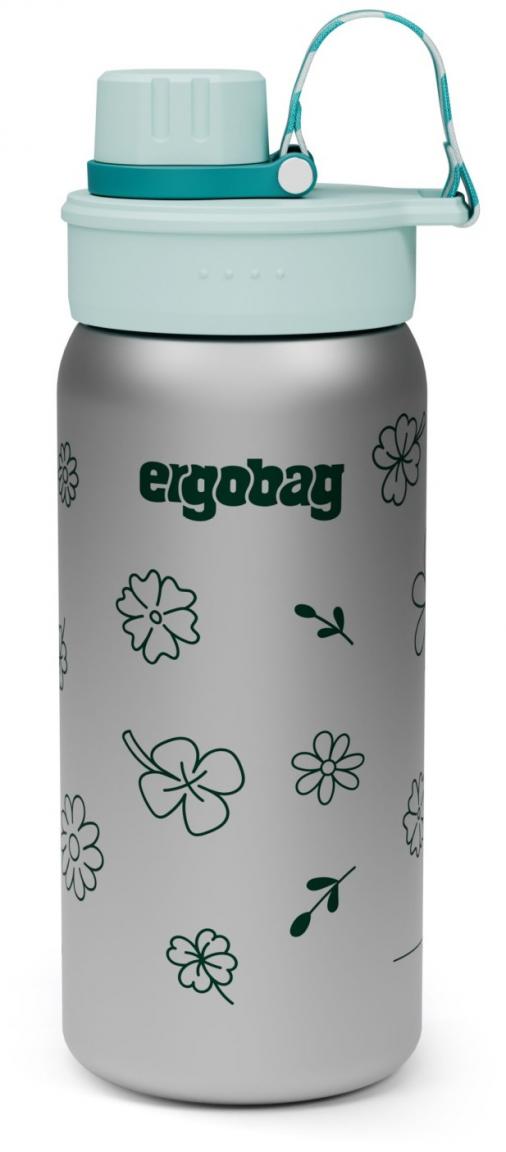 Isolierflasche aus Edelstahl Blumenprint Ergobag grün