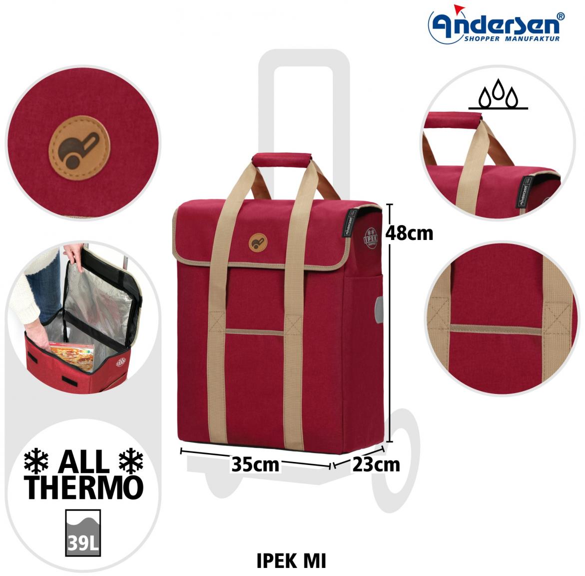 Isoliertasche Ipek Mi für Andersen Shopper EInkaufstrolley rot