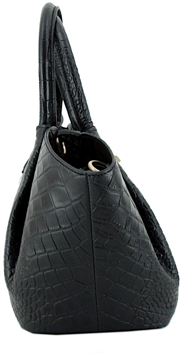 JOOP Kurzgrifftasche Trapez Sheryl Coccodrillo Rindsleder Black