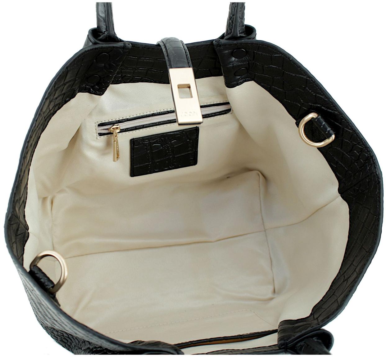 JOOP Kurzgrifftasche Trapez Sheryl Coccodrillo Rindsleder Black