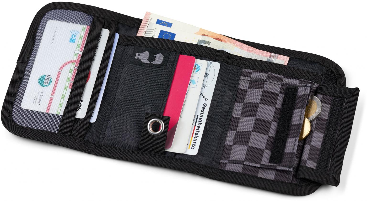 Jugendgeldbeutel Satch Wallet Dark Skate Schwartz Grau Karo