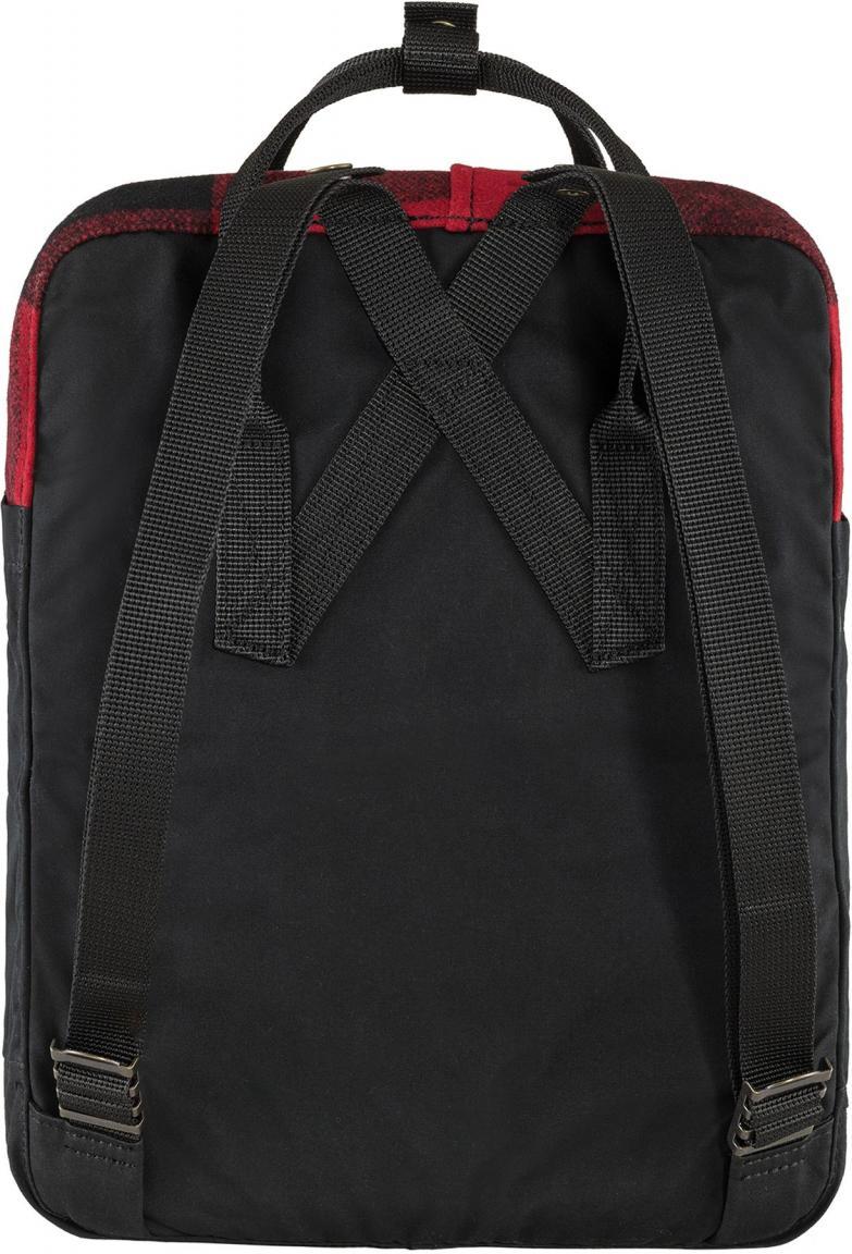 Jugendrucksack Fjällräven Re-Wool Red-Black rot schwarzes Karo recyclete Wolle