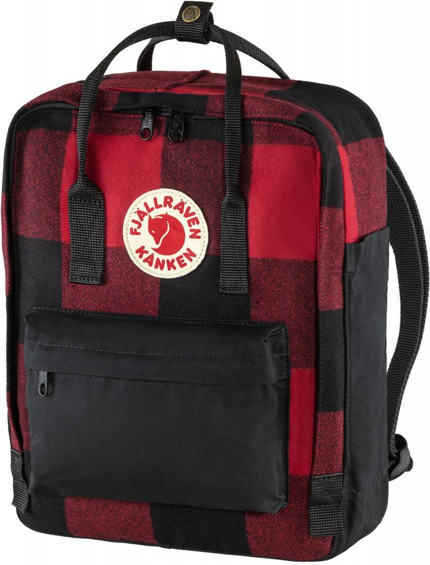 Jugendrucksack Fjällräven Re-Wool Red-Black rot schwarzes Karo recyclete Wolle