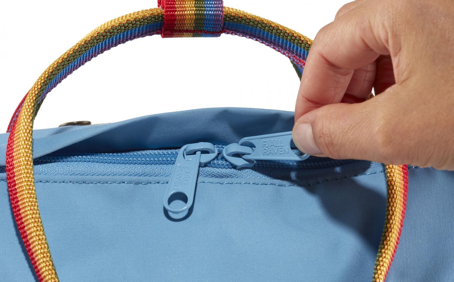 Jugendrucksack Regenbogen bunt blau Fjällräven Kanken Air Blue Rainbow