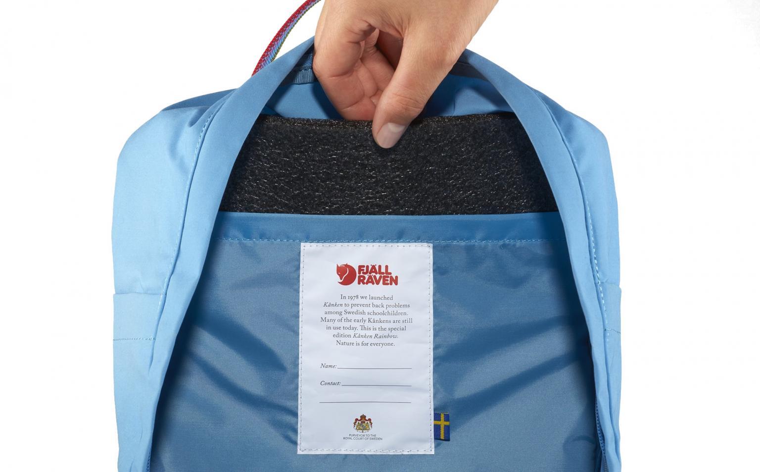 Jugendrucksack Regenbogen bunt blau Fjällräven Kanken Air Blue Rainbow