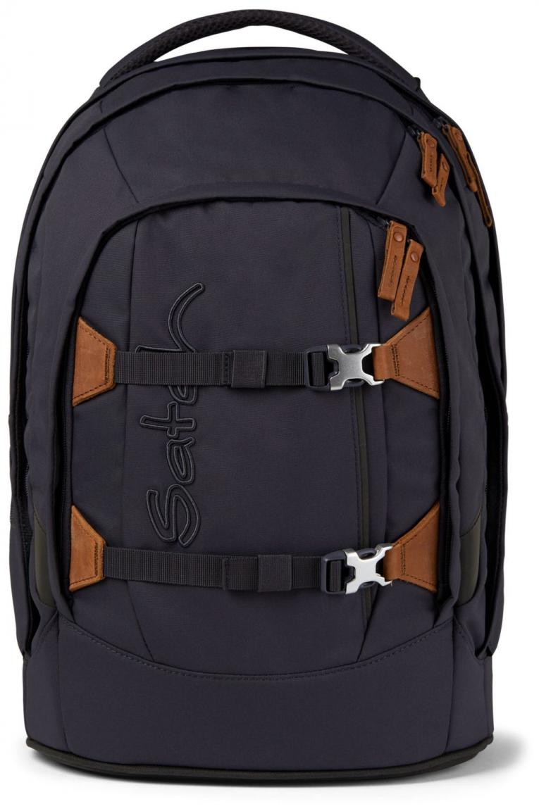 Jugendrucksack Satch Pack Nordic Grey dunkelgrau Lederapplikationen nachhaltig