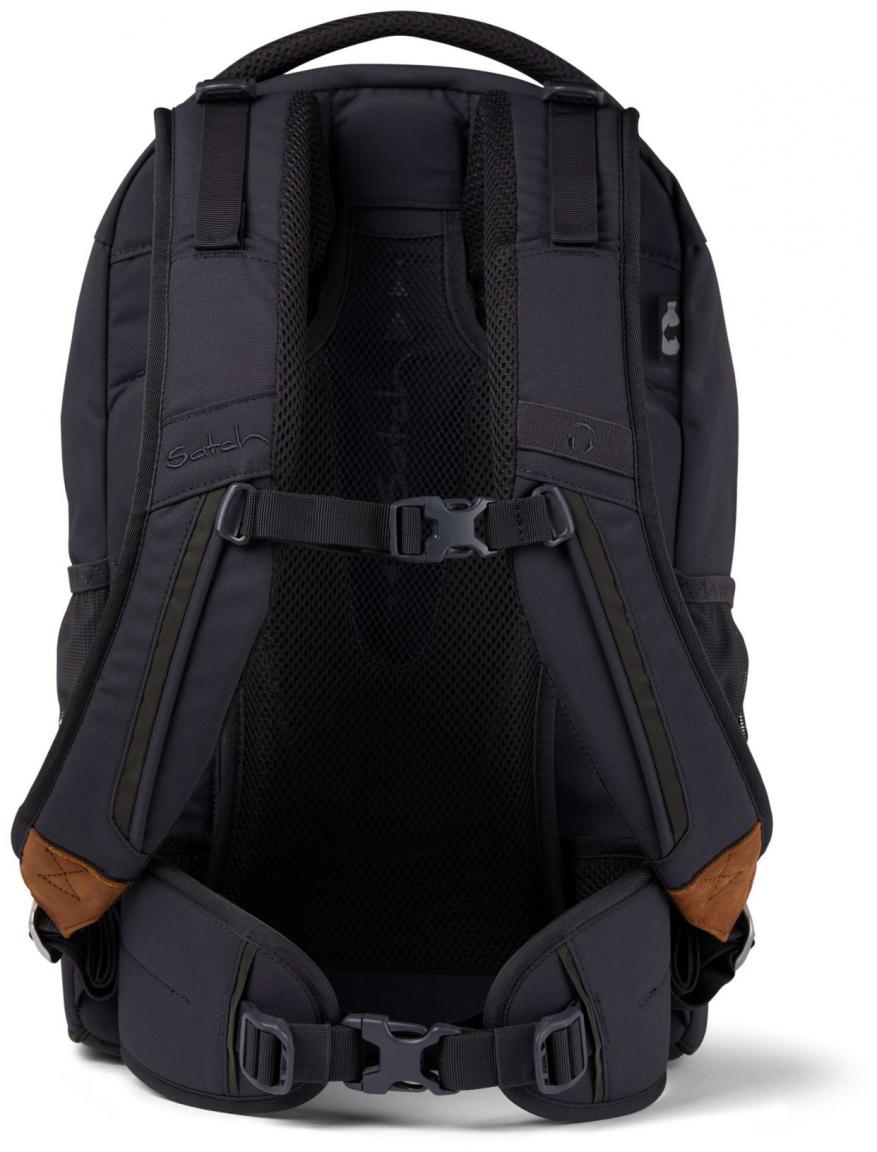 Jugendrucksack Satch Pack Nordic Grey dunkelgrau Lederapplikationen nachhaltig